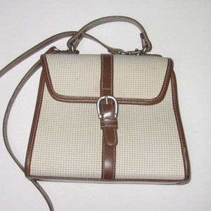Vintage Esprit Small Shoulder Hand Bag Purse Brown Tan Hounds Tooth with Strap